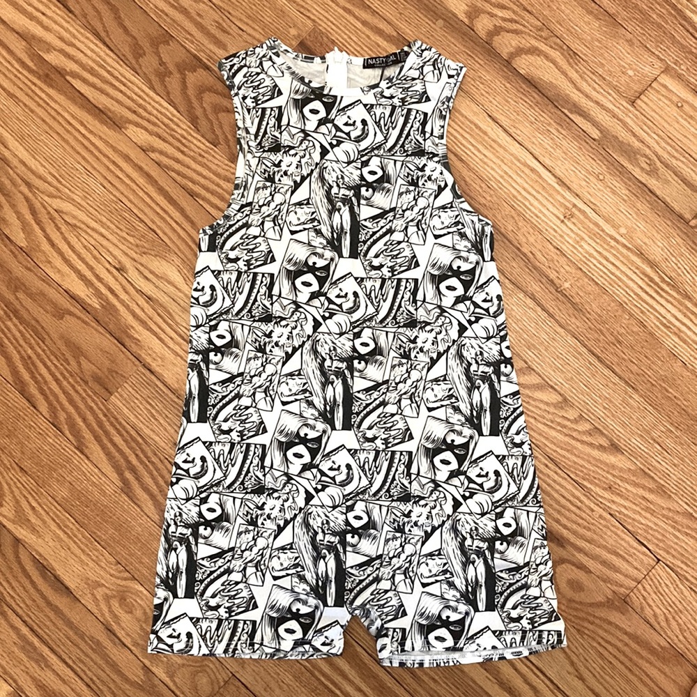 Nasty Gal | Cartoon Print Sleeveless Unitard | Size 8